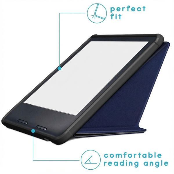 imoshion Étui de liseuse portefeuille Pliable Kobo Libra 2 / Tolino Vision 6 - Bleu foncé
