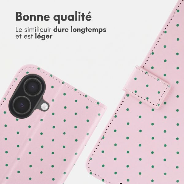 imoshion Étui de télephone portefeuille Design Apple iPhone 16 - Happy Dots