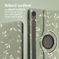 imoshion Coque tablette Design rotatif à 360° Samsung Galaxy Tab S10 Lite / S10 FE / S9 FE - Green Flowers