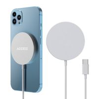 Accezz Chargeur sans fil USB-C - Chargeur sans fil MagSafe et Qi2 - 1 mètres - Blanc