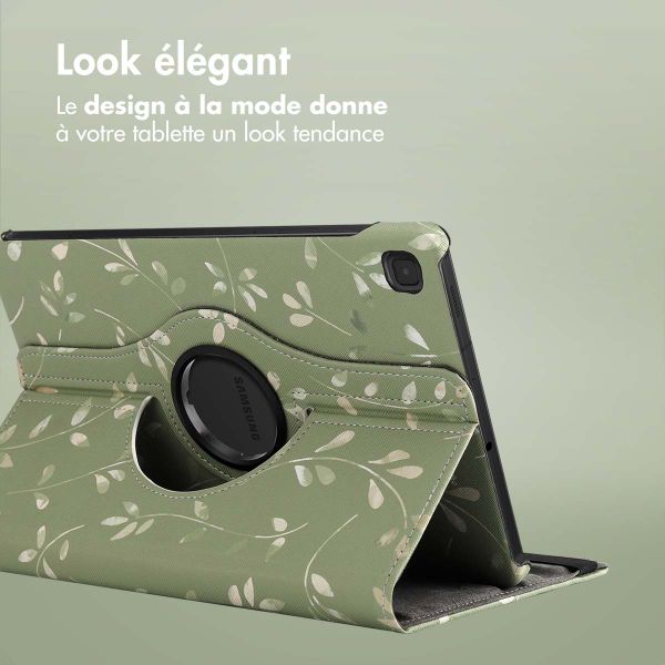 imoshion Coque tablette Design rotatif à 360° Samsung Galaxy Tab S6 Lite (2020/2022/2024)  - Green Flowers