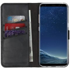 Selencia Étui portefeuille en cuir véritable Samsung Galaxy S8 - Noir