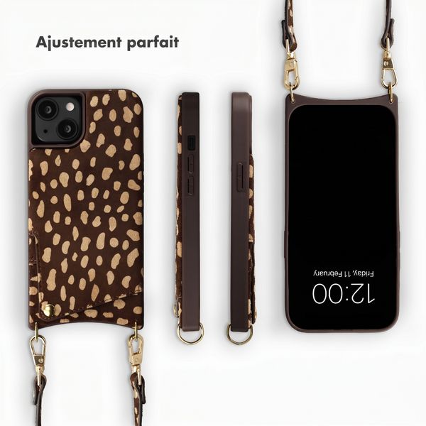 Selencia Nova coque arrière en cuir véritable avec porte-cartes Apple iPhone 14 / 13 - Fawn Chic