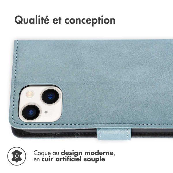 imoshion Étui de télephone portefeuille de luxe Apple iPhone 14 Plus - Bleu clair