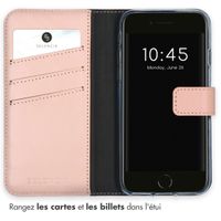 Selencia Étui portefeuille en cuir véritable Apple iPhone SE (2022 / 2020) / 8 / 7 / 6(s) - Dusty Pink