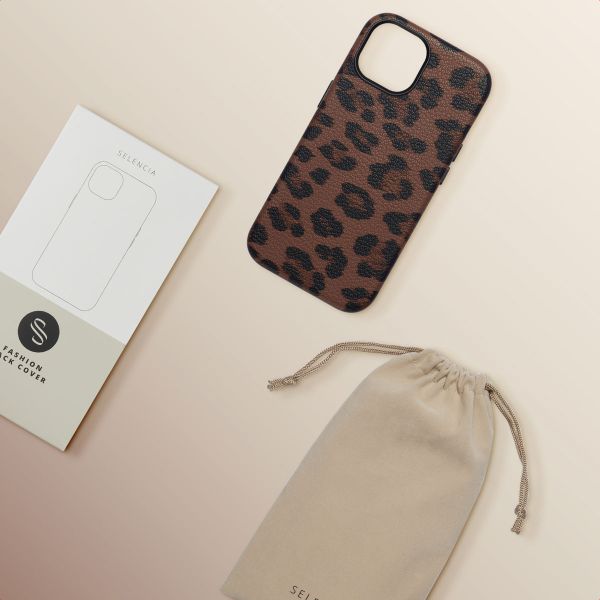 Selencia Coque Sabi imprimé panthère avec MagSafe Apple iPhone 15 - Mocha Brown