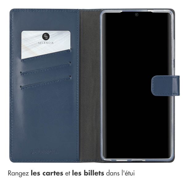 Selencia Étui portefeuille en cuir véritable Samsung Galaxy S25 Ultra - Bleu