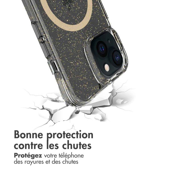 imoshion Coque arrière transparente Pailletée avec MagSafe Apple iPhone 15 - Doré