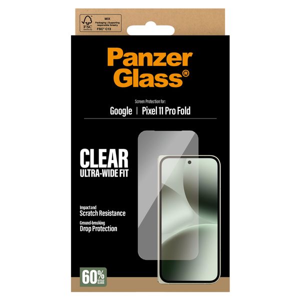 PanzerGlass Protection d'écran en verre trempé Anti-bactéries Google Pixel 11 Pro Fold