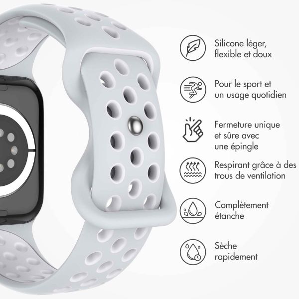 imoshion Bracelet Sport⁺ en silicone Apple Watch | 44/45/46/49 mm - Taille M/L - Grey & White
