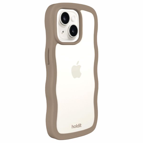 Holdit Coque Wavy Apple iPhone 17e / 16e / 15 / 14 / 13 - Mocha Brown / Transparent