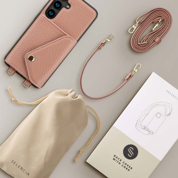 Selencia Coque de télephone Sera avec cordon et porte-cartes enveloppe Samsung Galaxy S24 - Old Pink