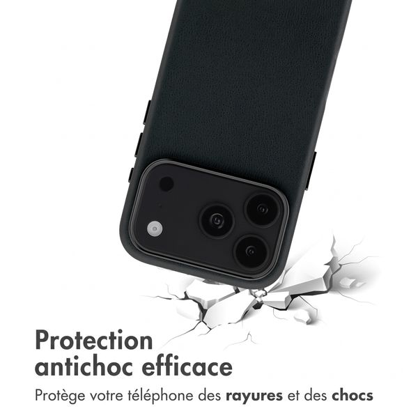 Accezz Coque arrière en cuir avec MagSafe Apple iPhone 18 Pro / 17 Pro - Onyx Black