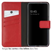 Selencia Étui portefeuille en cuir véritable Samsung Galaxy S23 - Rouge