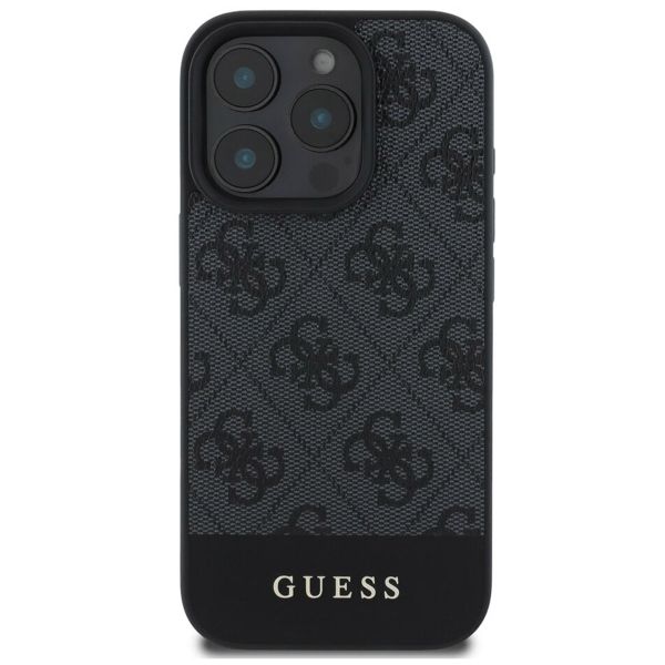 Guess Coque arrière Bottom Stripe 4G Apple iPhone 16 Pro - Gris