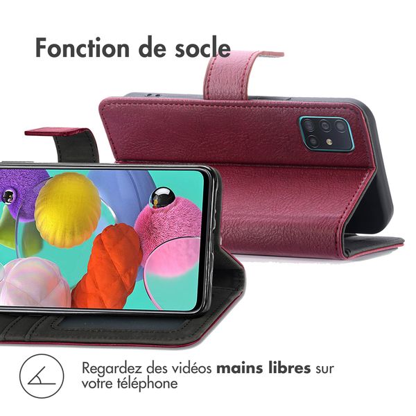 imoshion Étui de télephone portefeuille de luxe Samsung Galaxy A51 - Bordeaux