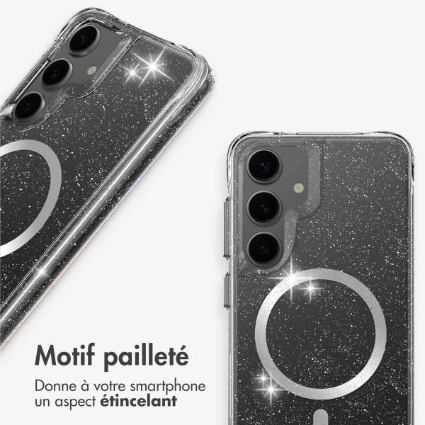 imoshion Coque arrière transparente Pailletée avec MagSafe Samsung Galaxy S25 - Argent