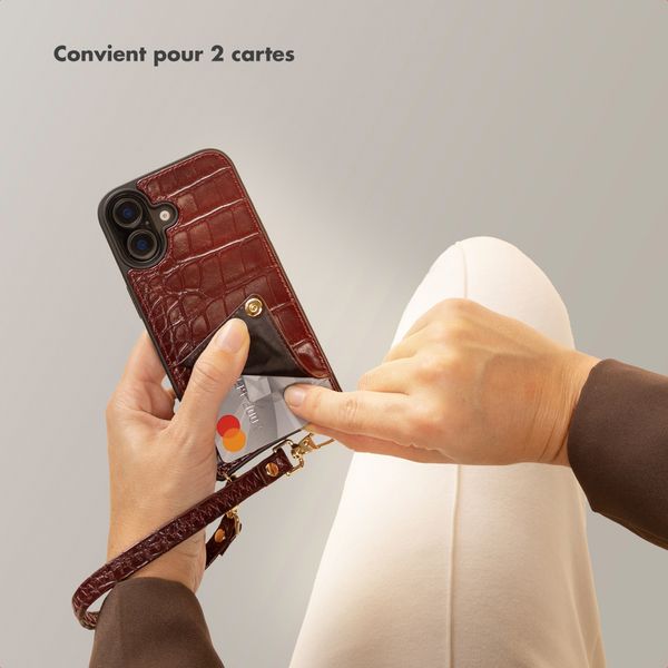 Selencia Coque de télephone Nova Croco avec cordon et porte-cartes Samsung Galaxy S26 Ultra - Burgundy