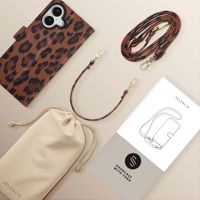 Selencia Étui de télephone portefeuille imprimé léopard Sabi Apple iPhone 16 - Mocha Brown
