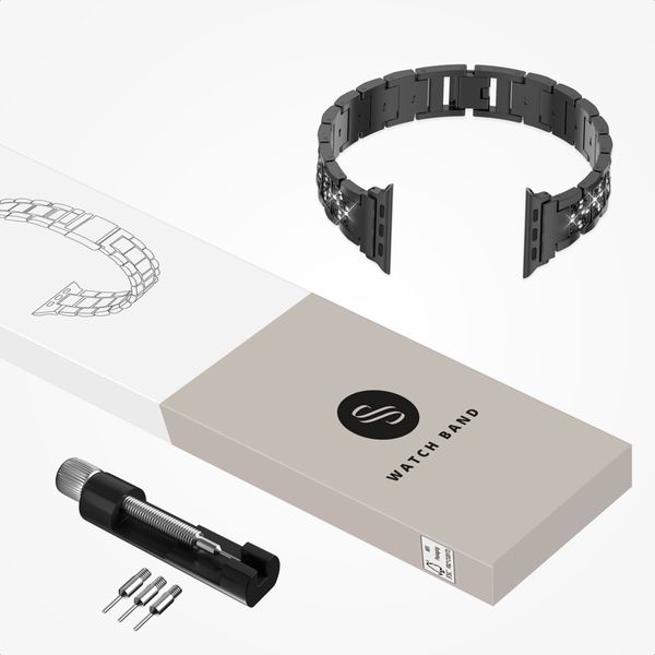 Selencia Bracelet à maillons scintillants Apple Watch | 38/40/41/42 mm - Noir