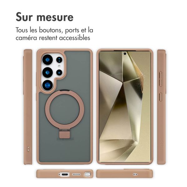 Accezz Coque Ring Stand avec MagSafe Samsung Galaxy S25 Ultra - Marron