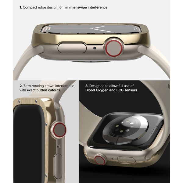 Ringke Style de lunette Apple Watch 7 / 8 / 9 - 41 mm - Hairline Bolts Gold