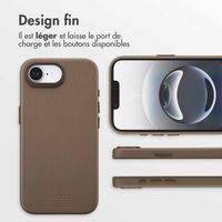 Accezz Coque arrière en cuir avec MagSafe Apple iPhone 17e / 16e - Marron café