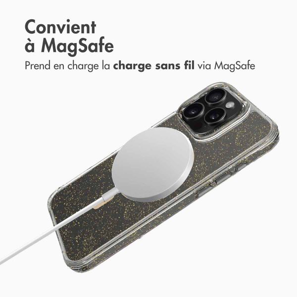 imoshion Coque arrière transparente Pailletée avec MagSafe Apple iPhone 16 Pro Max - Doré