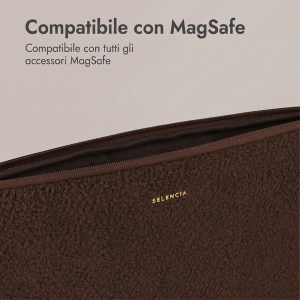 Selencia Housse laptop teddy 13-14 pouces - Choco Brown