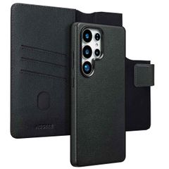 Accezz Étui de télephone portefeuille en cuir 2-en-1 avec MagSafe Samsung Galaxy S25 Ultra - Onyx Black