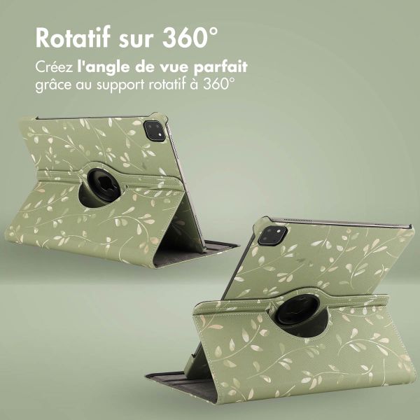 imoshion Coque tablette Design rotatif à 360° Apple iPad Air 13 pouces (2026) M4 / (2025) M3 / (2024) M2 - Green Flowers