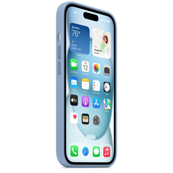 Apple Coque en silicone MagSafe Apple iPhone 15 - Winter Blue