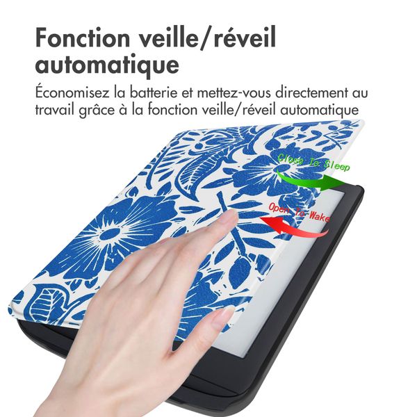 imoshion Design Slim Hard Case Sleepcover Pocketbook Touch Lux 5 / HD 3 / Basic Lux 4 / Vivlio Lux 5 - Flower Tile