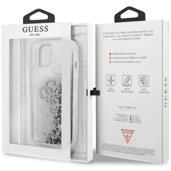 Guess Coque 4G Logo Liquid Glitter Apple iPhone 13 - Argent