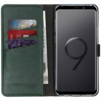 Selencia Étui portefeuille en cuir véritable Samsung Galaxy S9 Plus - Vert