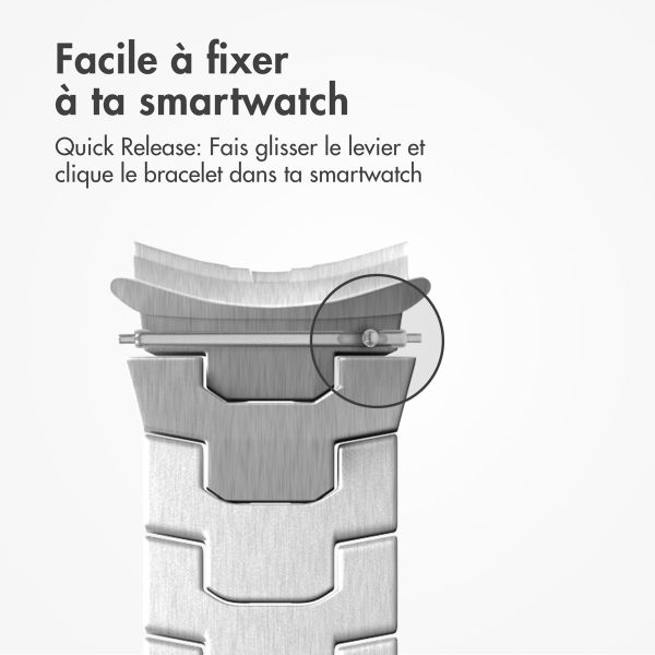 Accezz Bracelet Steel Samsung Galaxy Watch 4 / 5 / 6 / 7 / FE (20 mm) - Argent