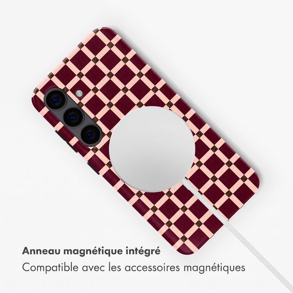 Selencia Coque arrière Vivid avec MagSafe Samsung Galaxy S24 - Check This Burgundy