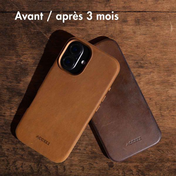 Accezz Coque MagSafe en cuir vintage Apple iPhone 15 Pro - Tabacco Cognac