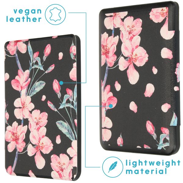 imoshion Design Slim Hard Case Sleepcover Tolino Page 2 - Blossom Watercolor Black