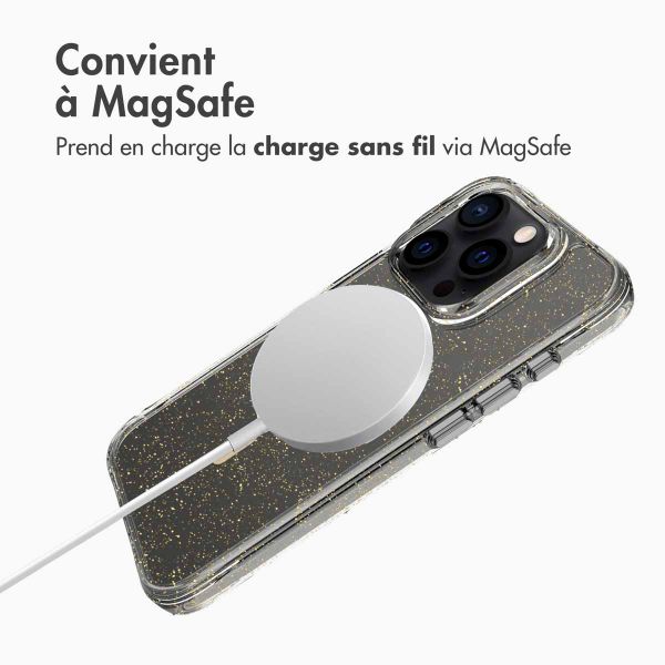 imoshion Coque arrière transparente Pailletée avec MagSafe Apple iPhone 15 Pro - Doré