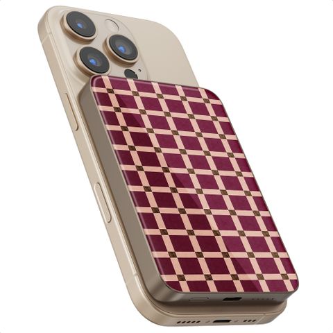 Selencia Powerbank Vivid 5 000 mAh - MagSafe et Qi - Desert Gold / Check This Burgundy