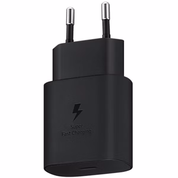 Samsung Câble USB-C vers USB-C d'origine - 1,8 mètre - 25 watts + adaptateur de recharge rapide USB-C d'origine - 25 watts - Noir