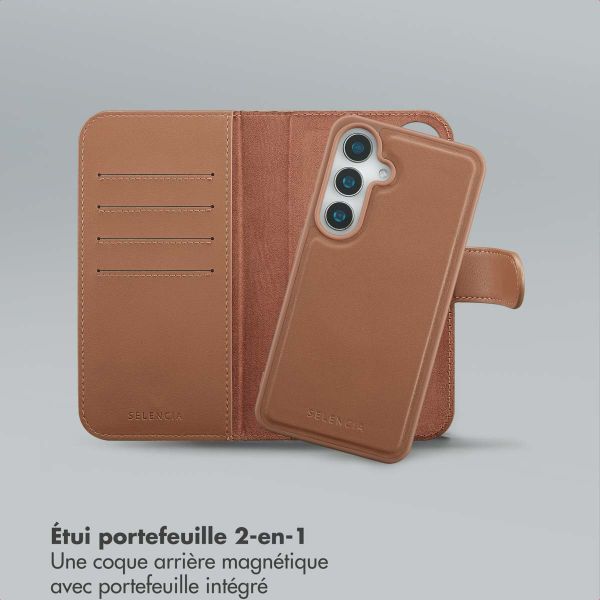 Selencia Étui portefeuille amovible Olyn avec MagSafe Samsung Galaxy S25 / S24 - Marron