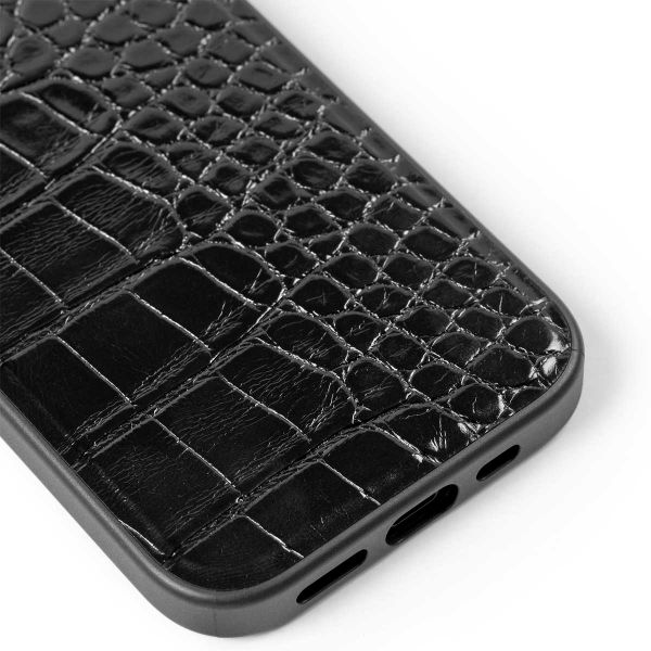 iDeal of Sweden Coque Vegan Leather Apple iPhone 17e / 16e / 15 / 14 / 13 - Black Croco