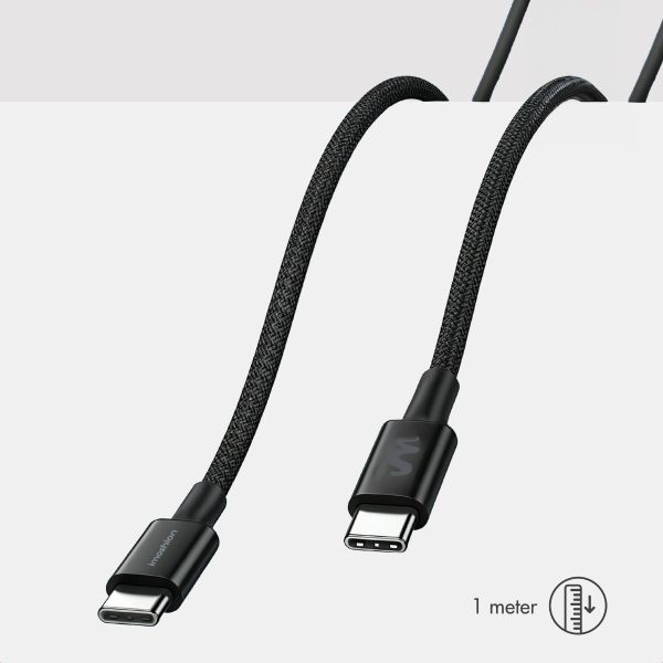 imoshion Adapteur secteur - Chargeur - 2 ports USB-C 40 W + câble tressé USB-C vers USB-C 100 W - 1 mètre - Noir