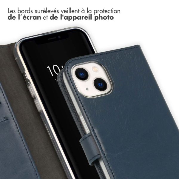 Selencia Étui portefeuille en cuir véritable Apple iPhone 13 - Bleu