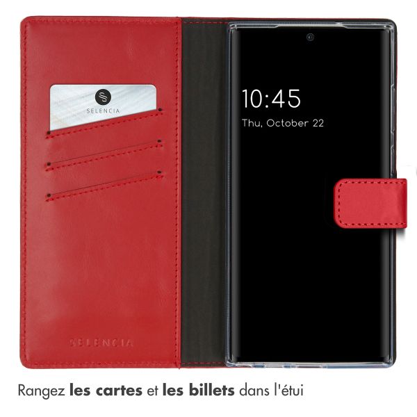 Selencia Étui portefeuille en cuir véritable Samsung Galaxy S23 Ultra - Rouge
