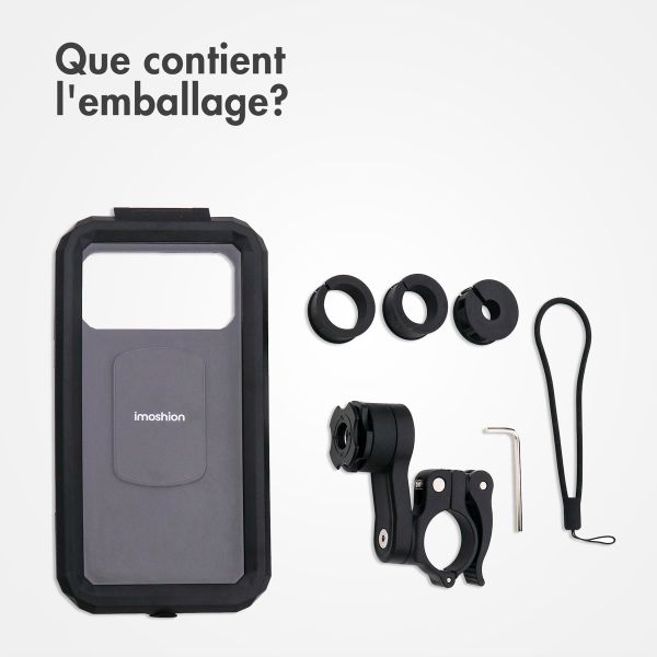 imoshion Support de téléphone premium pour vélo - Résistant aux éclaboussures - Rotation à 360° - Universel - Noir