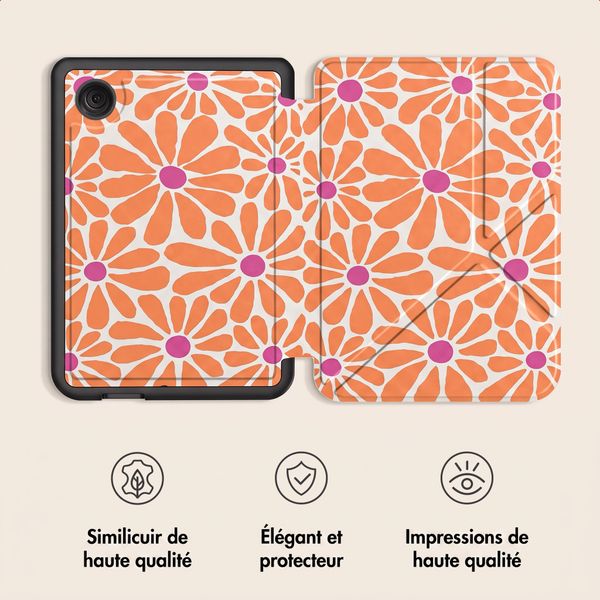 imoshion Étui de liseuse portefeuille design Pliable Kobo Clara Colour / BW - Orange Flowers Connect