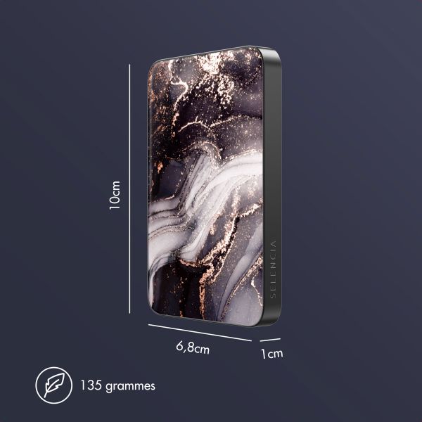Selencia Powerbank Vivid 5 000 mAh - MagSafe et Qi - Noir / Chic Marble Black
